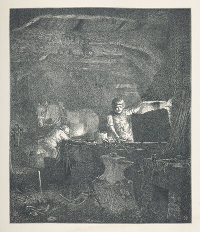 Tavle 13. En smed.  Naturbilleder. En serie på tredive originale illustrationer tegnet på træ af J. H. Dell og graveret af R. Paterson.  John Henry Dell af John Henry Dell