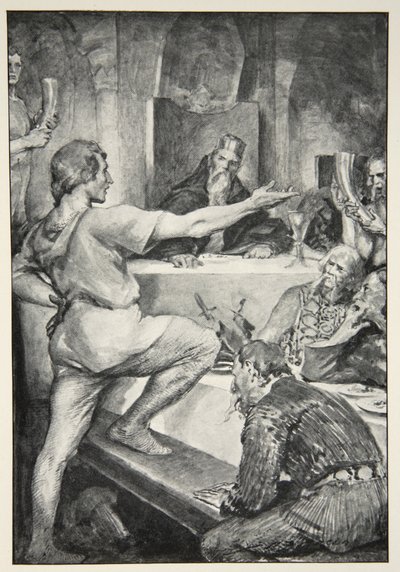 Beowulf svarer hovmodigt til Hunferth, fra 