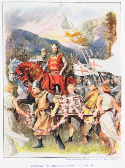 Bringing the Coronation Stone of Scone, illustration fra 
