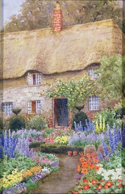 En sommerhushave i fuldt flor af John Henry Garlick