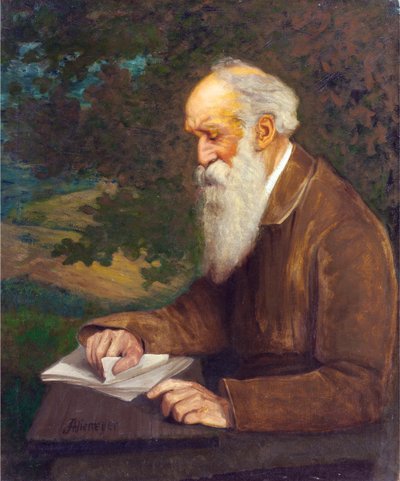 Portræt af digteren Henry Wadsworth Longfellow (1807-1882), af Niemeyer, John Henry (1839-1932). Olie på lærred. Mål: 92x76 cm. Privat samling af John Henry Niemeyer