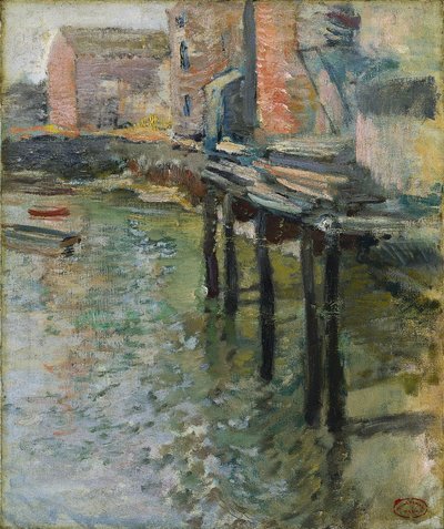 Forladt kaj (Den gamle mølle ved Cos Cob) af John Henry Twachtman