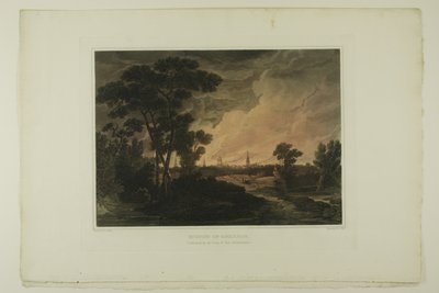 Burning of Savannah, plade fire af det andet antal maleriske udsigter over amerikansk sceneri af John Hill