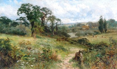 Shiplake på Themsen fra Wargrave Hills olie på lærred af John Horace Hooper