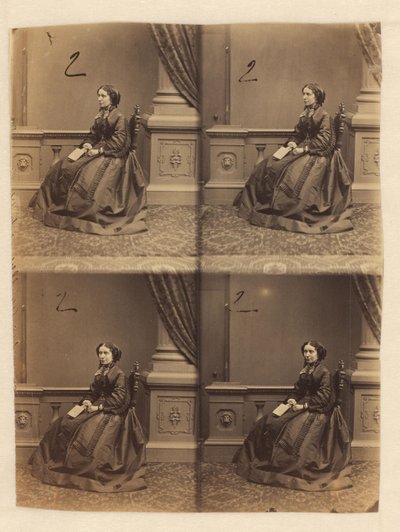 Uredigeret prøveark med cartes-de-visite-portrætter af John Jabez Edwin Mayall