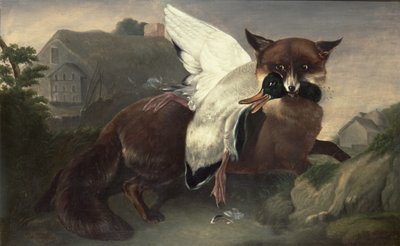 Ræv og gås, ca. 1835 (olie på lærred) af John James Audubon