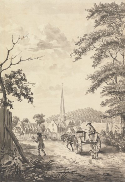 Ledbury Church and Village, Herefordshire af John James Barralet