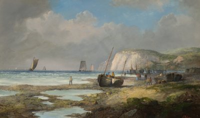 Havlandskab med fiskerbåde af John James Wilson