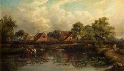 Farm i Wood Lane, Handsworth, 1850-1908. af John Joseph Hughes