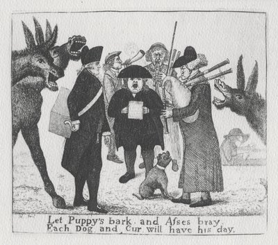 Lad hvalpe gø og æsler brage, hver hund og kur vil have sin dag, 1784 af John Kay