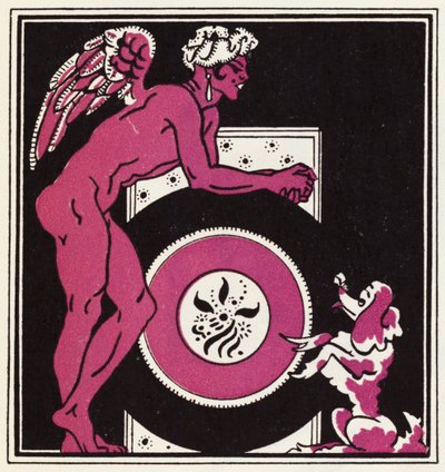 Udsmykning til historien om Aladdin og den vidunderlige lampe (farve litho) af John Kettelwell