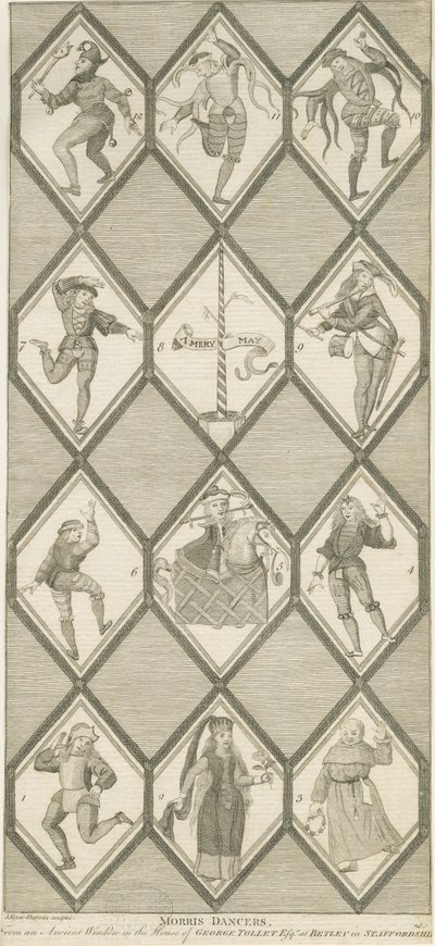 Betley Glass Window - Morris Dancers: engraving, nd [1751-1790] dani af John Keyse Sherwin