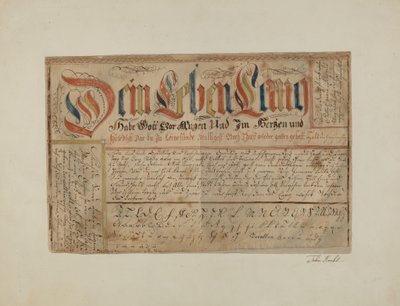 Fractur oplyst skrivning, c. 1937. af John Koehl