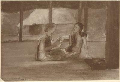 Piger i samoansk hytte af John La Farge