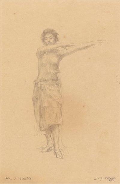 Taupo danser den stående Siva, Samoa af John La Farge