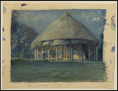 Hut in Moonlight, Eva, Sawai, oktober 190, 190 af John La Farge or Lafarge