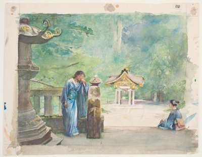 Hellig skrifttype, Iyemitsu-templet (wc over grafit på papir) af John La Farge or Lafarge