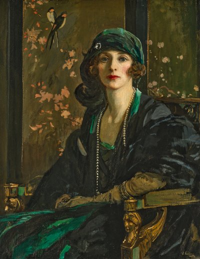En dame i sort og grønt: Fru Freda Dudley Ward af John Lavery