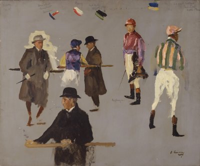 Jockeyer og ejere hos Epsom af John Lavery