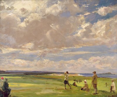 Lady Astor spiller golf på North Berwick (olie på lærred) af John Lavery