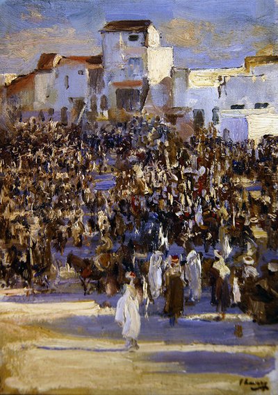 Market Place, Tanger (olie om bord) af John Lavery