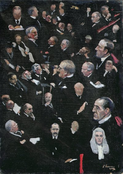 Studier i House of Lords, Viscount Morley flytter adressen, 14. december 1921 af John Lavery