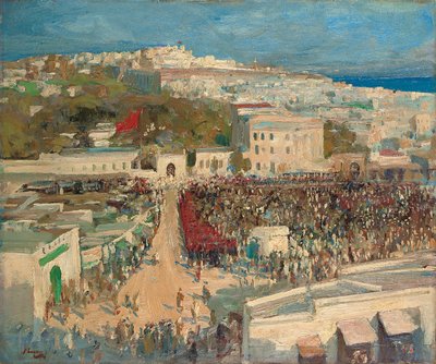 Det mauriske flag, hejst på den tyske legation, Tanger af John Lavery