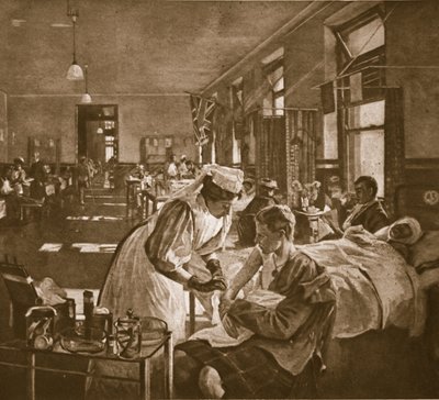 Sårede; London Hospital, 1914-19 af John Lavery