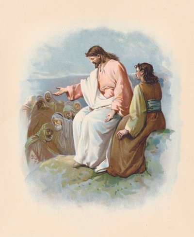 Bjergprædikenen (farvelitografi) af John Lawson
