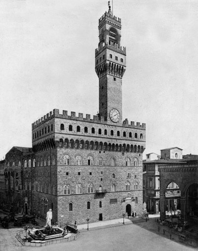 Palazzo Vecchio i Firenze (s/h-billede) af John Lawson Stoddard