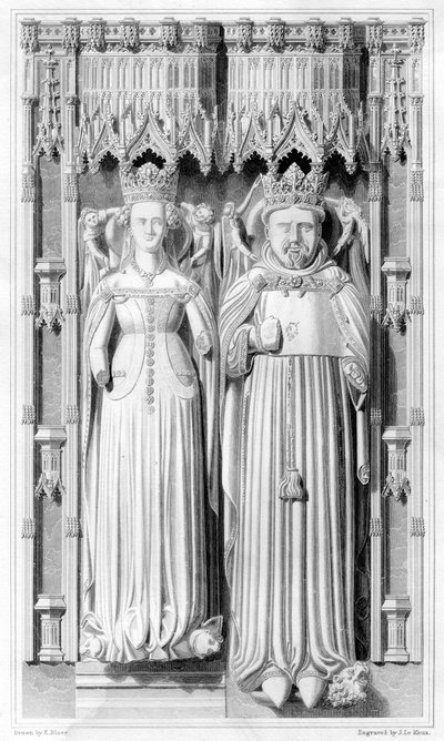 Skuebillede af Henrik IV og hans dronning Joan af Navarre i Canterbury Cathedral, 1826 af John Le Keux