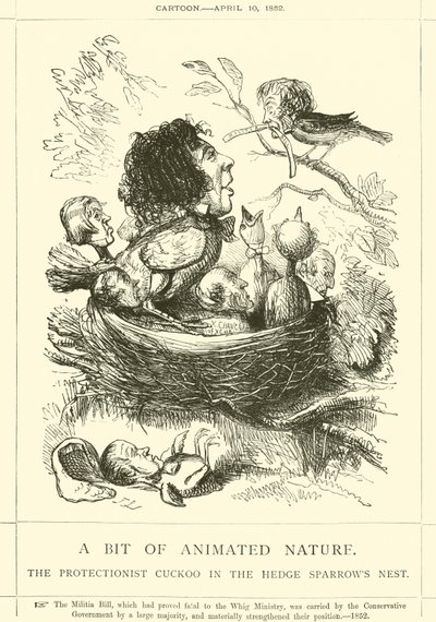 En smule animeret natur, den protektionistiske gøg i Hækkespurvereden af John Leech