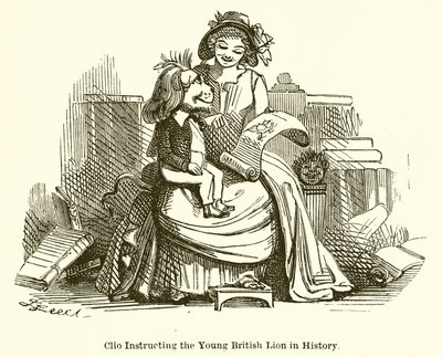 Clio instruerer den unge britiske løve i historien af John Leech