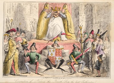 Kroning af Henrik IV. (fra de bedste myndigheder), fra The Comic History of England, pub. 1864 (håndfarvet radering) af John Leech