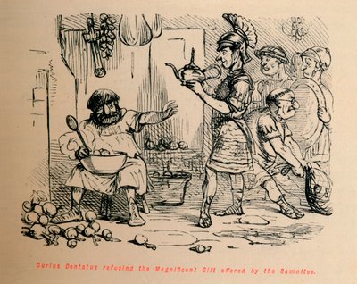 Curius Dentatus nægtede den storslåede gave, der blev tilbudt af samniterne, 1852 af John Leech