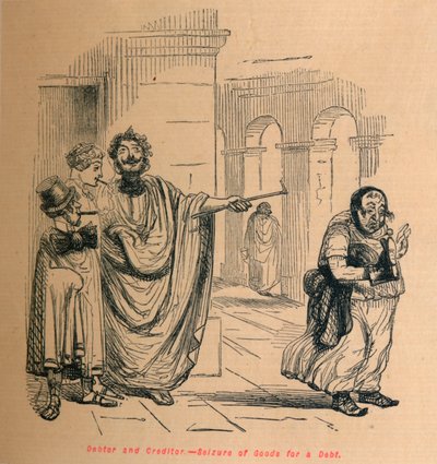 Debitor og Kreditor - Beslaglæggelse af varer for en gæld, 1852 af John Leech