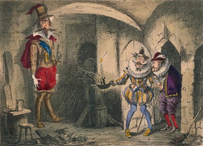 Opdagelsen af Guido Fawkes af Suffolk og Mounteagle, 1850 af John Leech