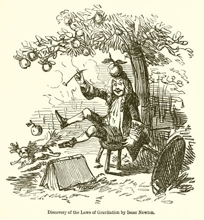 Opdagelse af gravitationslovene af Isaac Newton af John Leech