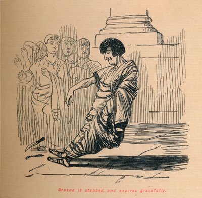 Drusus bliver stukket, og udløber yndefuldt, 1852 af John Leech