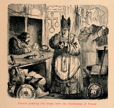 Edward pantsætter kronen med ærkebiskoppen af Treves, c1860, c1860 af John Leech