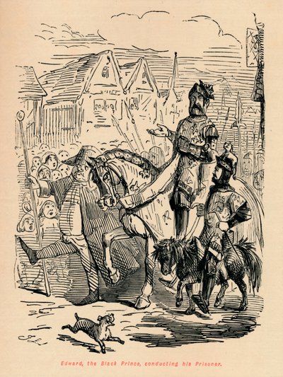 Edward den sorte prins, dirigerer sin fange, c1860, c1860 af John Leech