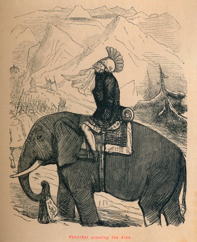 Hannibal krydser Alperne, 1852 af John Leech