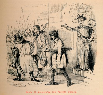 Henrik II. afskedigelse af de fremmede baroner, c1860, c1860 af John Leech