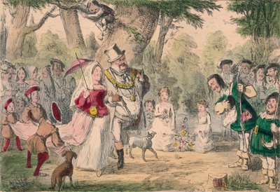 Henrik den 8. og hans dronning afholdt et majestæt i 1850 af John Leech