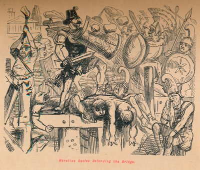 Horatius Cocles forsvarer broen, 1852 af John Leech