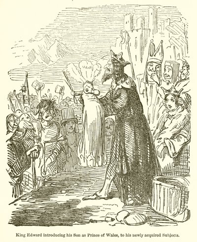 Kong Edward introducerer sin søn som prins af Wales for sine nyerhvervede undersåtter af John Leech