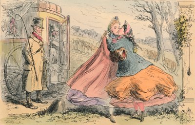 Miss Shannons ankomst til Baldon Hall, 1855. af John Leech