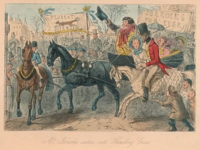 Mr. Jorrocks går ind i Handley Cross, 1854 af John Leech