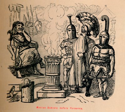 Mucius Scaevola før Porsenna, 1852 af John Leech