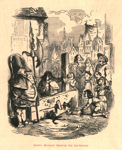 Perkin Warbeck læser sin bekendelse, 1897. af John Leech